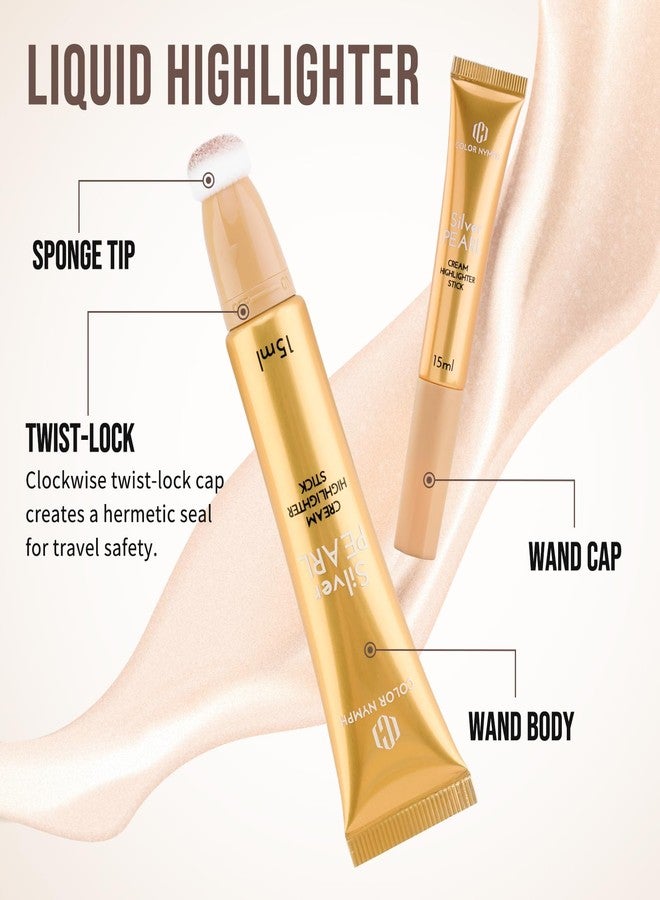 Color Nymph Makeup Highlighter Liquid Highlighters Glow Highlight Beauty Wand Moisturizing Formula Face Highlight For Beauty Sparkling Fine Texture Easy Makeup Blending Lasting - White Highlighter - Image 4